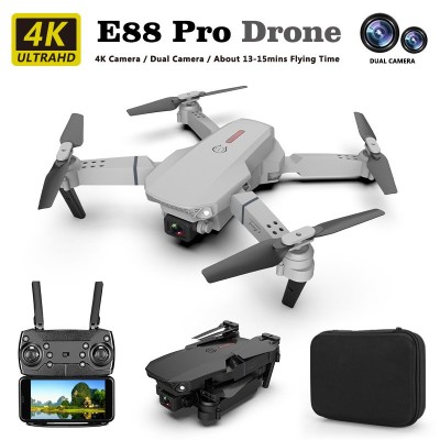 现货E88 dron迷你4K双摄像头无人机，配备无人机murah无人机4K，配备WIFI FPV视频RC四轴飞行器